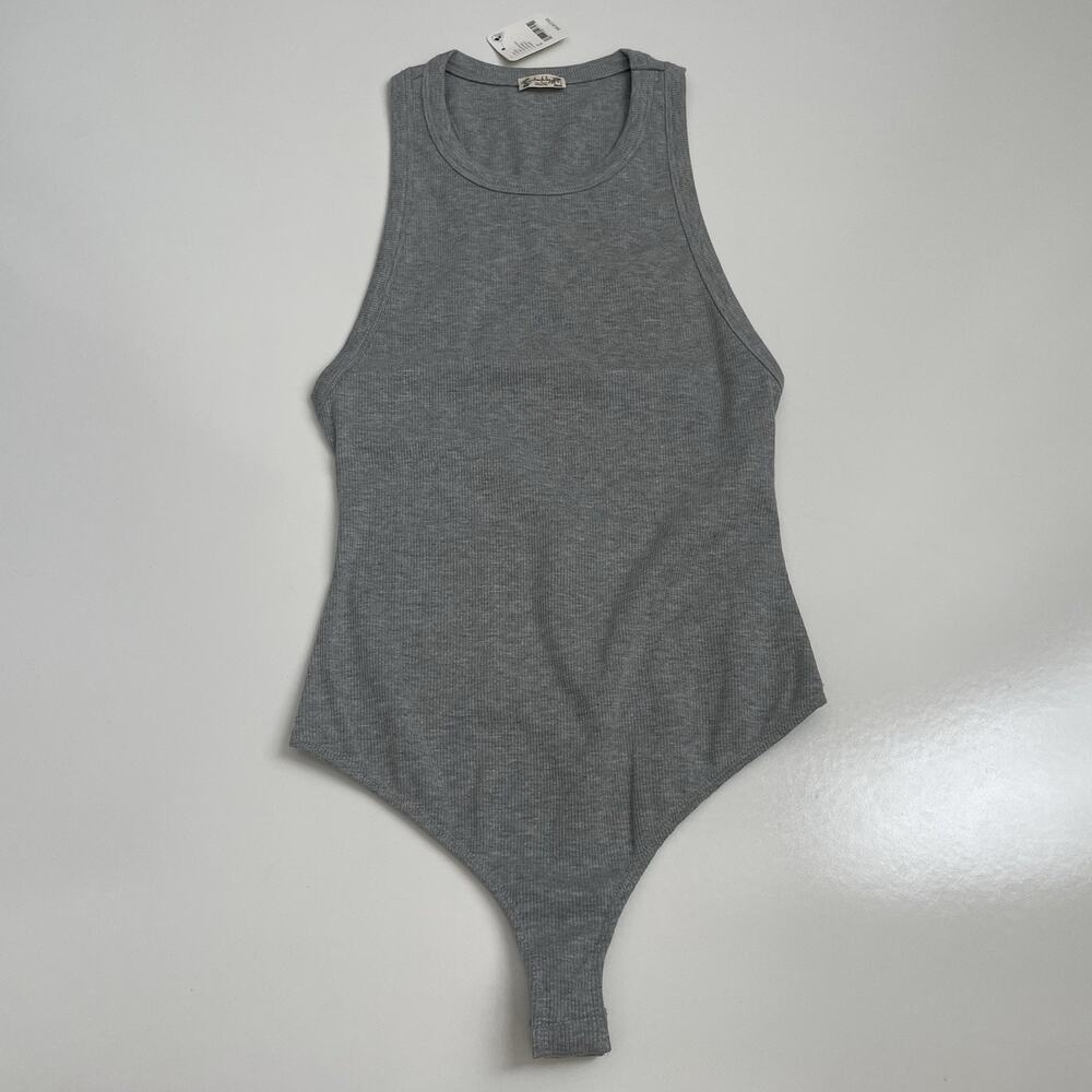 NEW Free People Bodysuit Brexley Intimately Ribbed Tank Basic Gray Size Small